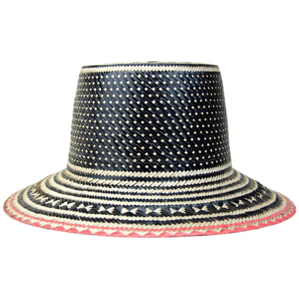 Wayuu Traditional Hat Black Straw Coral